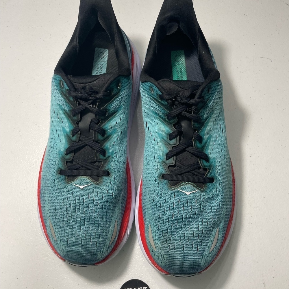 Hoka One One Clifton 8 Athletic Shoes Teal and Black Size 9.5 2E SB-AX